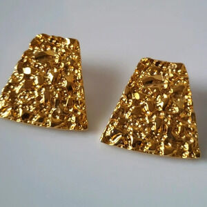 Vintage Goldtone Earrings • Nugget Texture • Pierced • 70s/80s